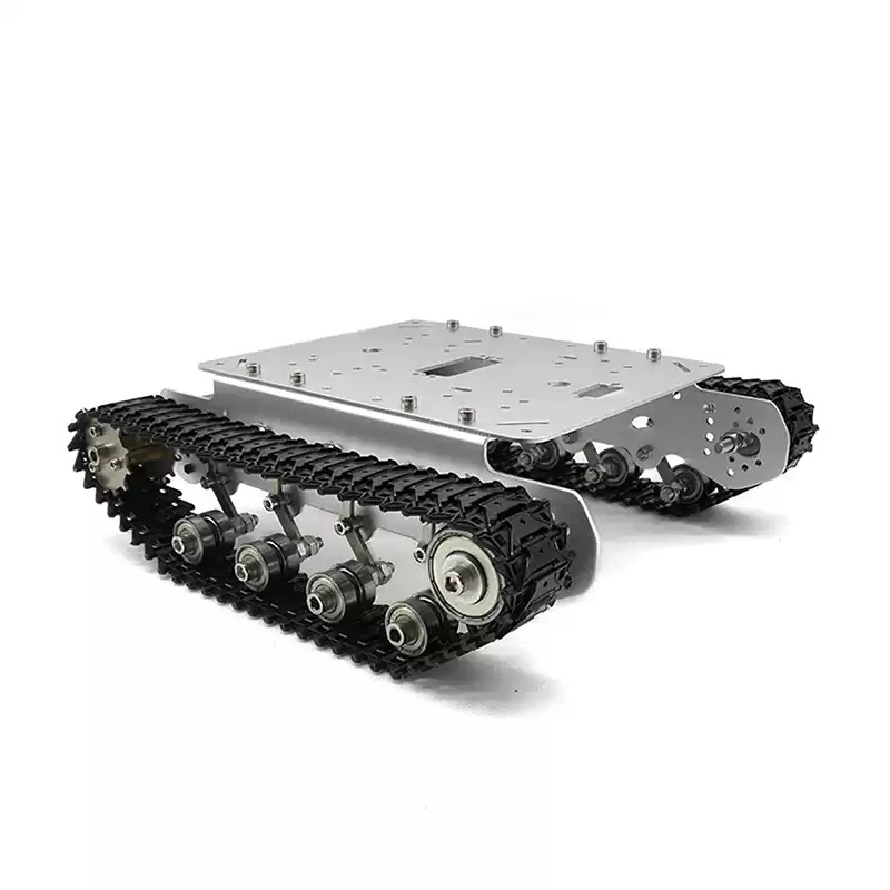 Støtdempende robotchassis for beltetanker i metall