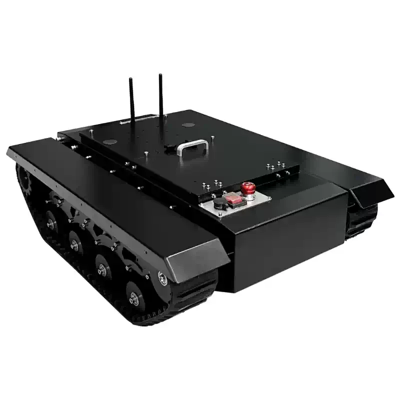 Industrielt gummibeltet robotchassis i terreng